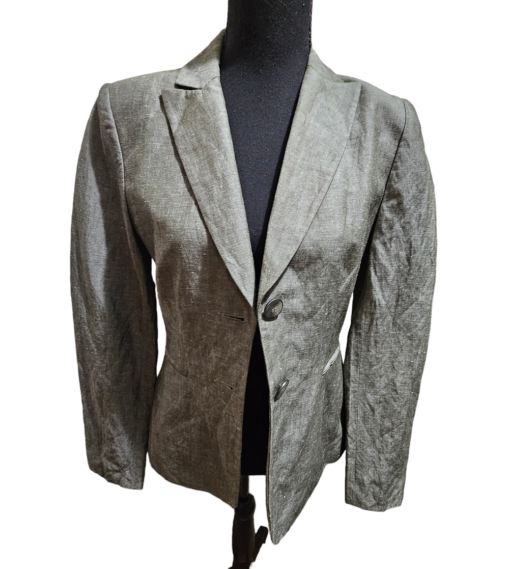 Antonio Melani Gray Linen Blend Blazer Jacket, Sz 4